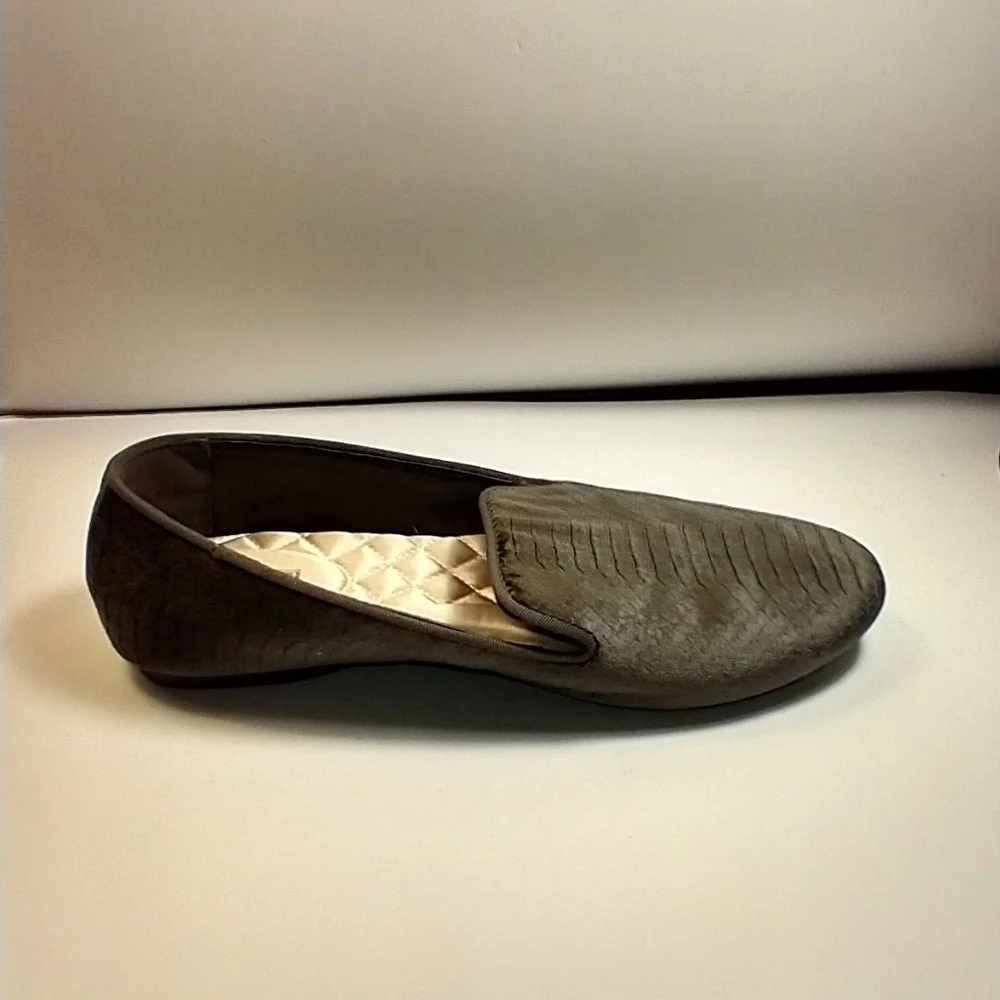 Birdies The Starling Charcoal Python Velvet Embossed Loafers Women's sz 8.